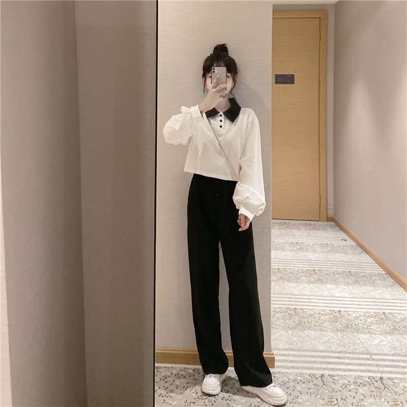 (2개) 가을 배 모양의 바디 웨어 작은 남성을위한 세트 가을 원피스 패션 클리어 매칭 여성용 달콤한 투피스 세트