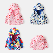 21秋冬新款KUNKKA儿童3-8岁印花加绒风衣冲锋衣防风防水保暖夹克