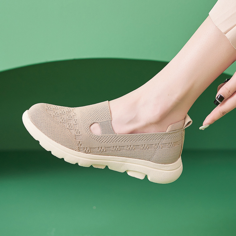 K6016 - 4 primavera 2025 zapatos de cuero único antideslizante transpirable tejido de otoño casual versátil zapatos de madre poco profundos para mujeres