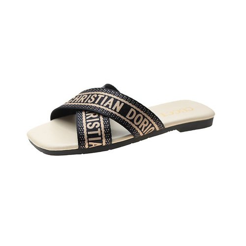 Export large size 42 hot network sandals women's wear  summer new European and American fashion one-word flat bottom sandals 41