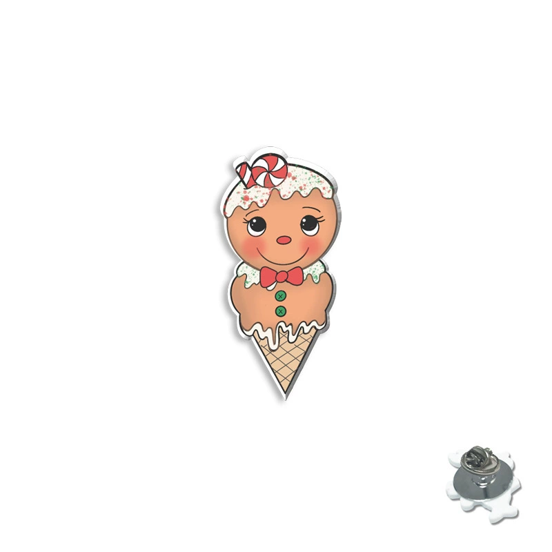 Граница торговли? Нет, нужно избегать слов like wholesale, cross-border or marketplaces. The input: "(Cross-border trading), cartoon Christmas brooch, creative acrylic badge" Translating keeping meaning: We should remove cross-border term? The instruction: output must be Russian translation; Avoid words like