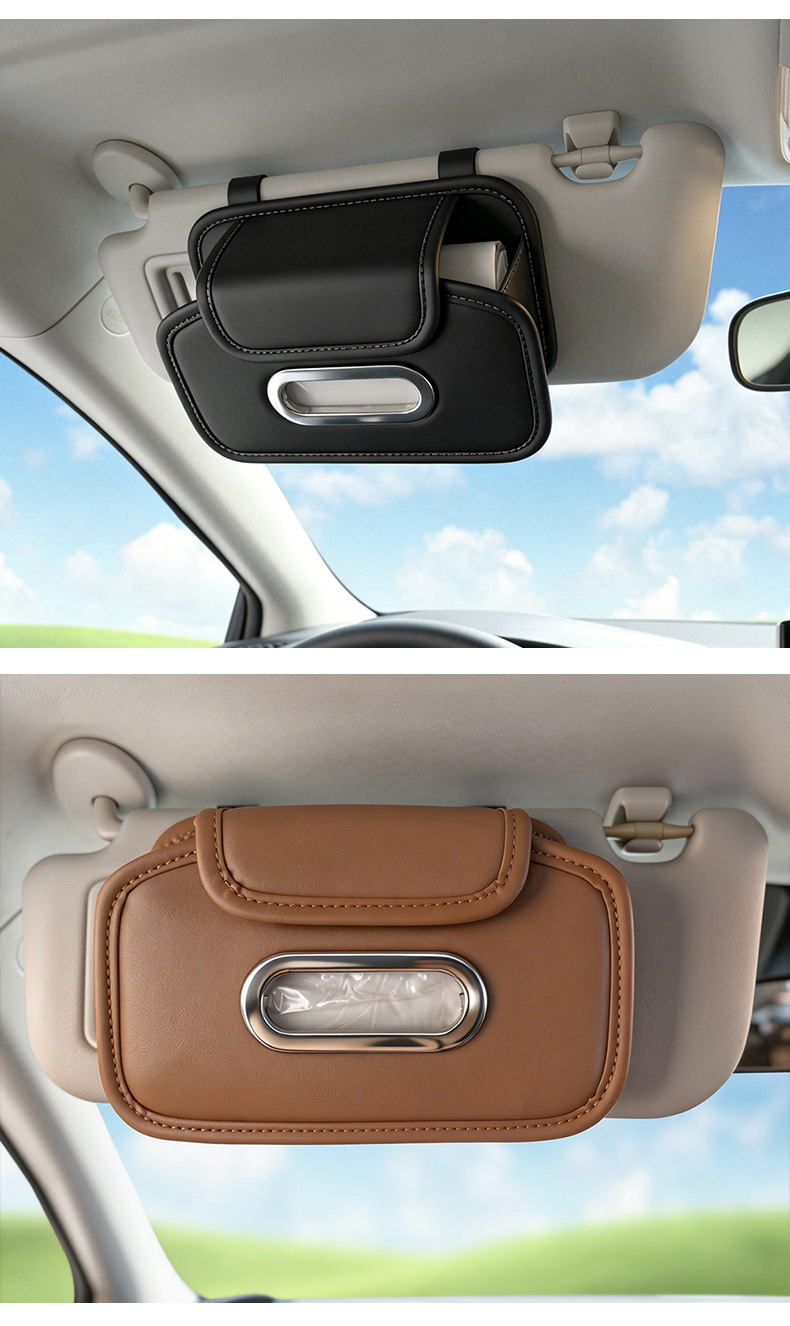 New model of car-mounted sun visor tissue box, hanging type, does not block the view, universal for car interiors, large capacity, convenient tissue dispenser