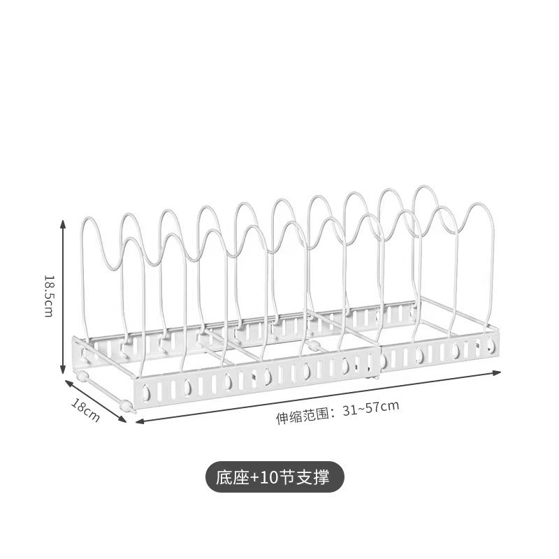 Estante de almacenamiento multifuncional de cocina para estante de almacenamiento de cubierta de olla de hierro forjado de mesa doméstica estante de almacenamiento de utensilios telescópicos