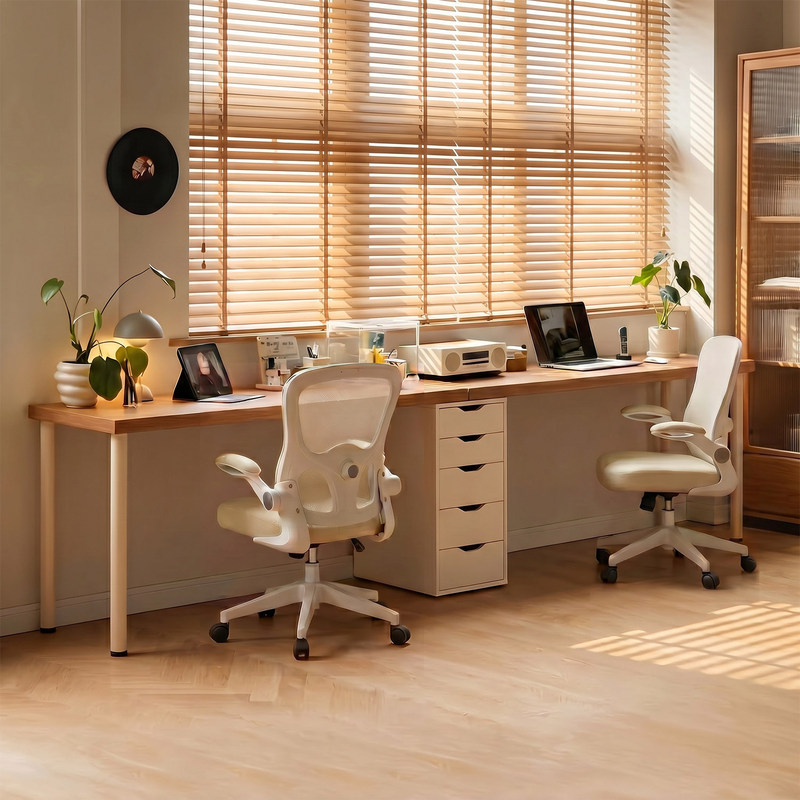 Carefully selected double-person desk with bookcase, integrated bedroom computer desk, student long study table with drawers Carefully selected double-person desk with bookcase, integrated bedroom computer desk, student long study table with drawers