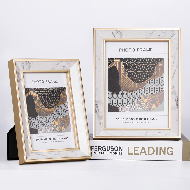 Modern Simple Black Gold Solid Wood Photo Frame Model Room Soft Decoration Hot Sale Free Shipping Marble White Home
