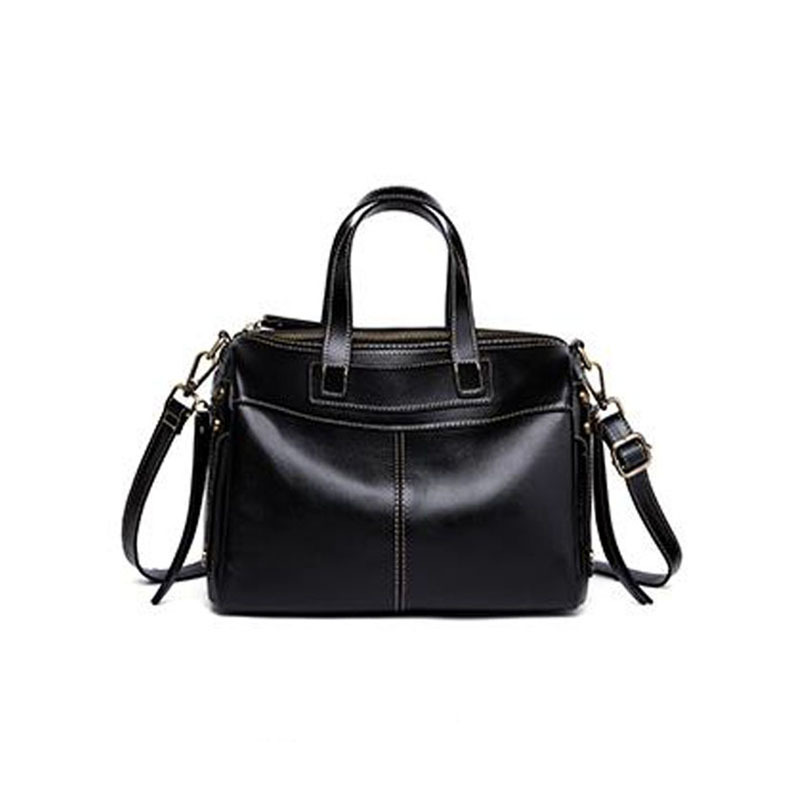 Genuine Leather Bag 2026 New Fashion Large Capacity Commuter Handbag Boston Shoulder Crossbody Bag Casual Women's Bag - Thumbnail 8