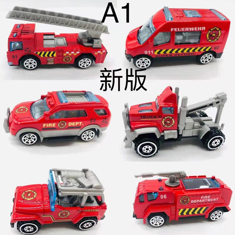 Aleación de aleación para niños tirar hacia atrás resistente a la caída de la simulación de coche deslizante camión de bomberos vehículo de ingeniería coche de policía accesorios de vehículos de ingeniería