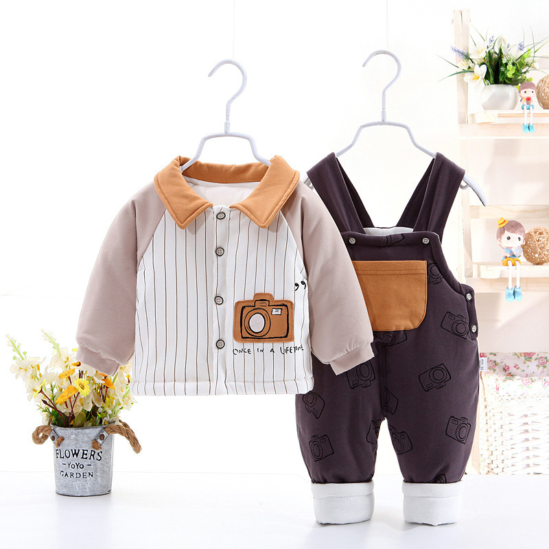 Ropa de primavera, otoño e invierno acolchada para bebés para hombres y mujeres, traje de correa para bebés, ropa de algodón fino para niños, ropa de otoño 0-1 años 2