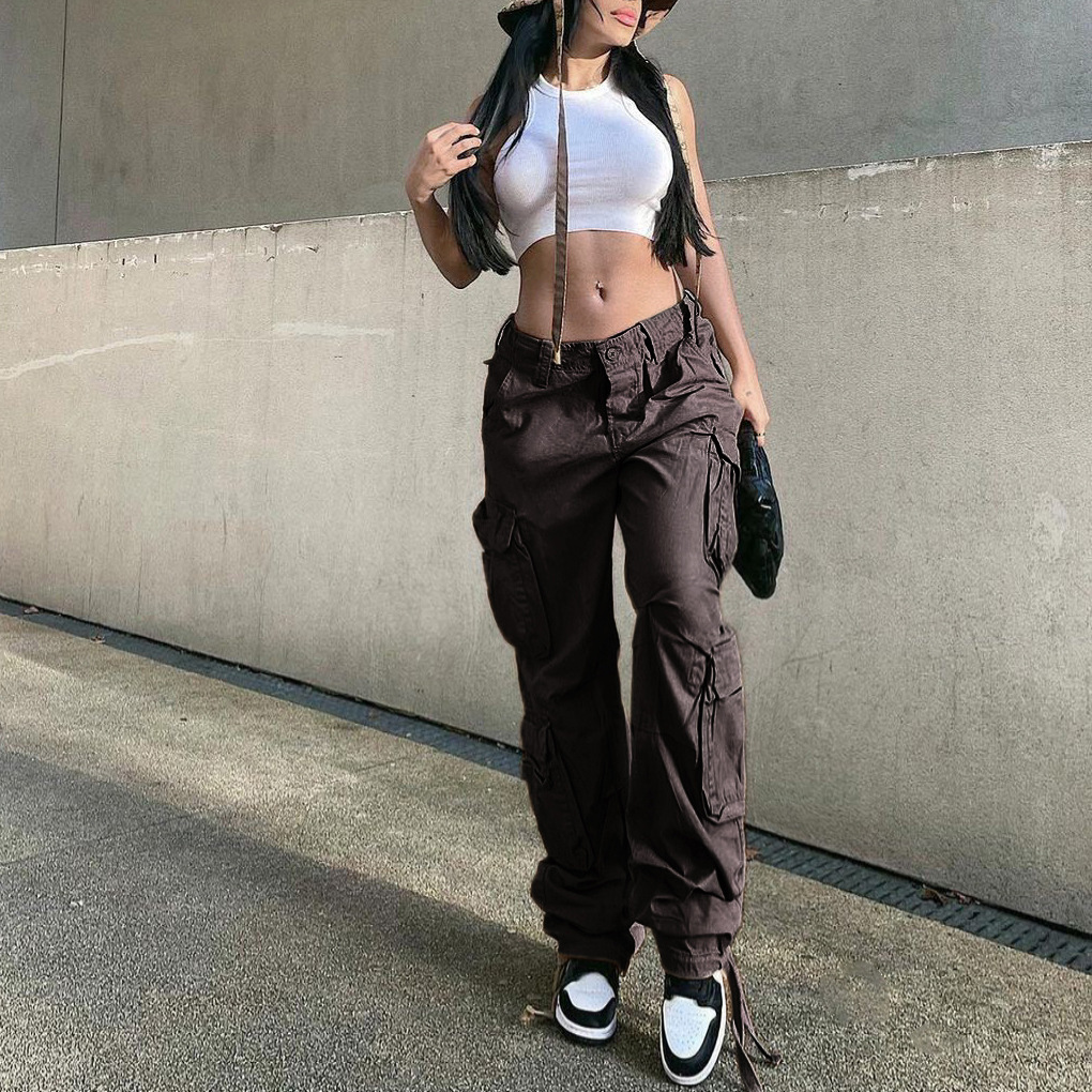 Women's Daily Fashion Solid Color Full Length Multiple Pockets Cargo Pants display picture 1