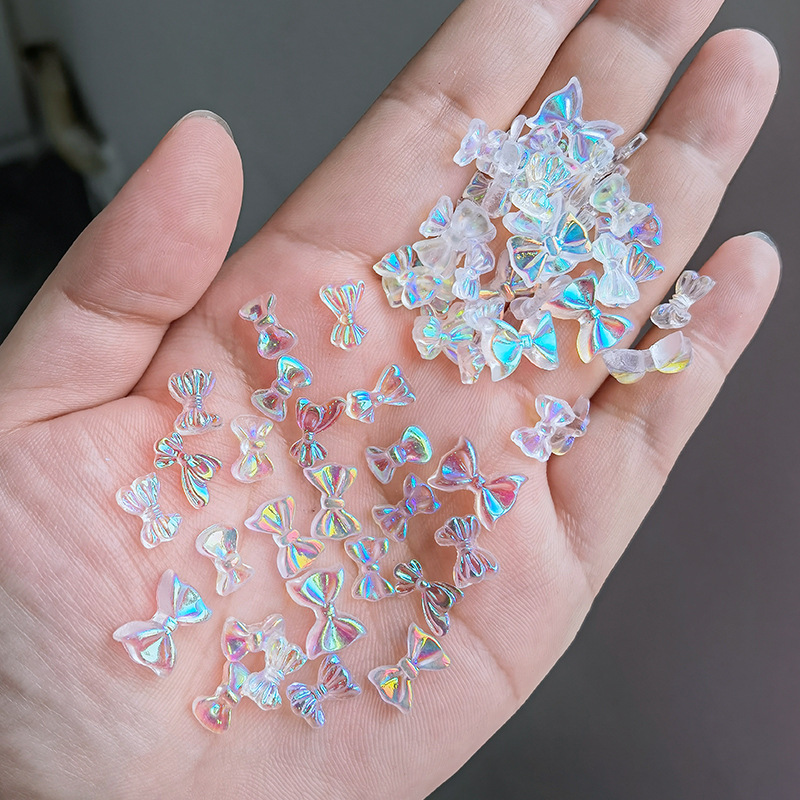 云钻网红美甲饰品钻新款日系指甲装饰极光蝴蝶结混合装批发100颗|ms