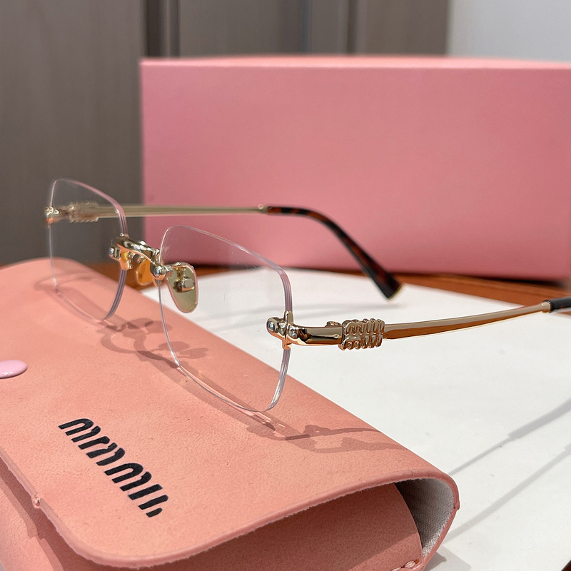 Miu Smu B50S Rimless Glasses Frame Fashionable and Versatile Flat Mirror Casual Optical Myopia Glasses Can Be Equipped with Myopia Miu Smu B50S Rimless Glasses Frame Fashionable and Versatile Flat Mirror Casual Optical Myopia Glasses Can Be Equipped with Myopia