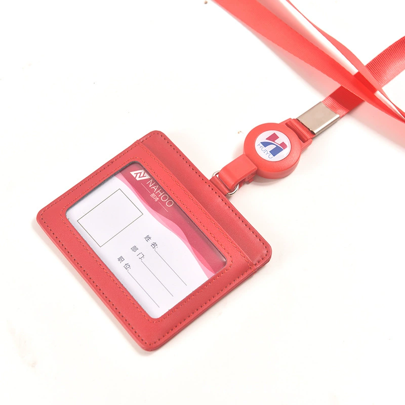 retractable factory brand identity protection cover work ID card holder with lanyard employee badge student ID card ID card