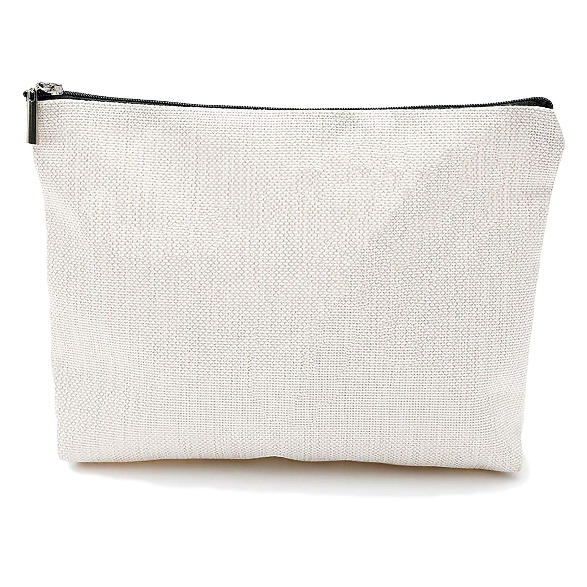 Fábrica directa de venta transfronteriza de Amazon bolsas de maquillaje de lino en blanco, bolsas de almacenamiento de lavado