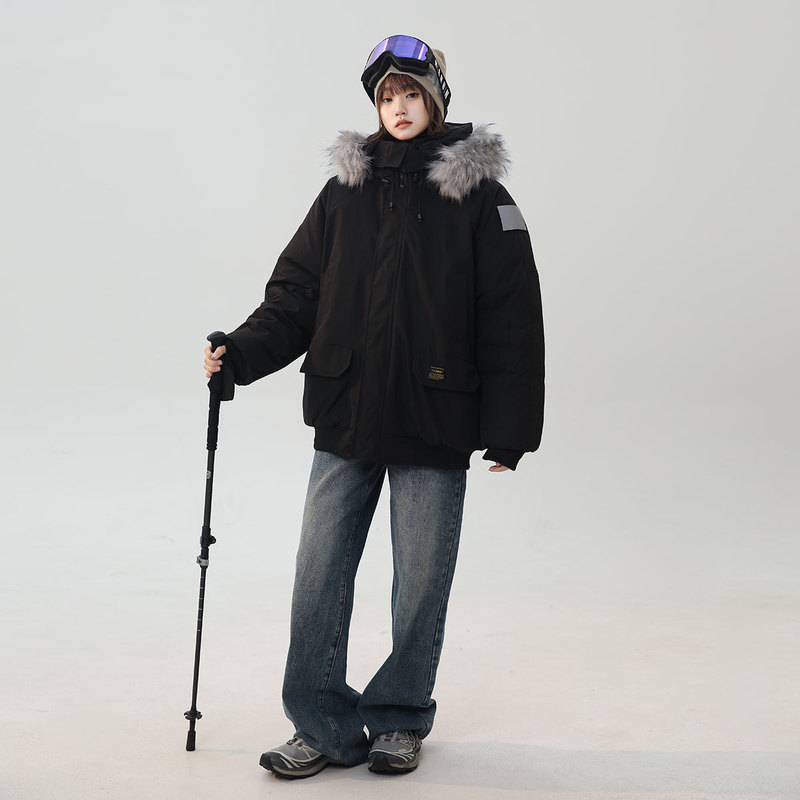 Winter Retro Cotton-Padded Jacket, New Style Cotton-Padded Jacket for Men and Women, Loose Large Size Removable Fur Collar Cotton-Padded Jacket