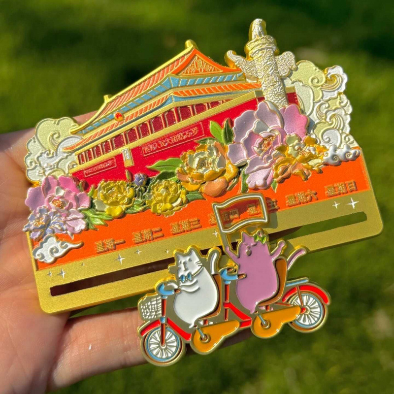 자전거 탈부착 가능 - 천안문 야간 라이딩 금속 냉장고 자석 2개 [공유 팩]