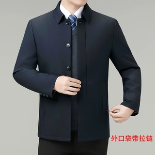 高档中年男士防寒棉服2025冬季新款商务休闲翻领夹克保暖男装外套