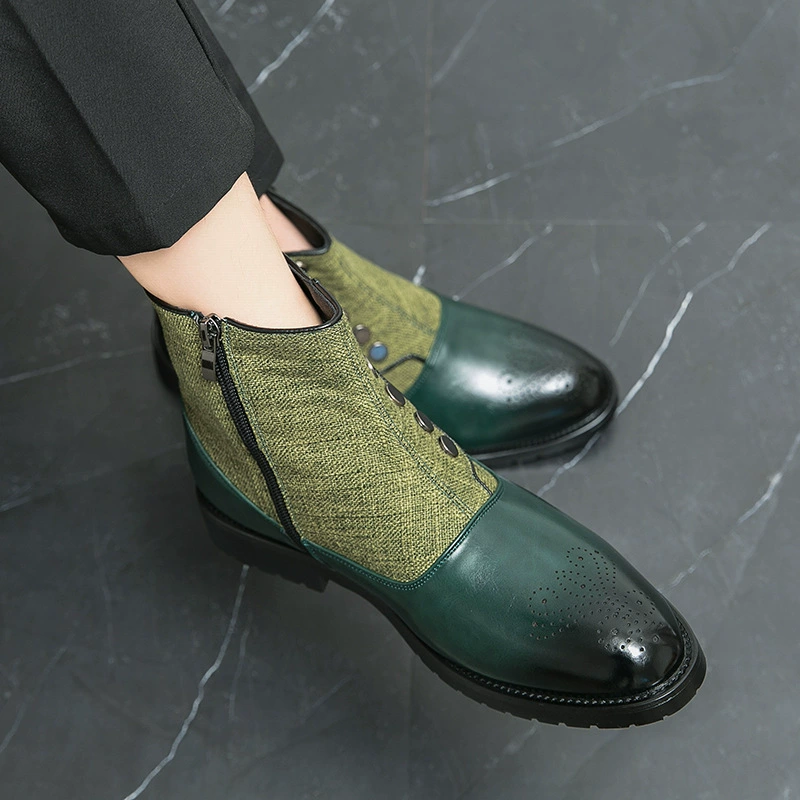 Сапоги Челси, сшитая мужская обувь трансграничная новая высокая банда, британские ботинки Martin повседневная мужская кожаная обувь