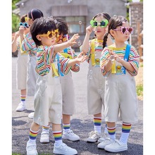 六一儿童啦啦队幼儿园演出可爱鸭背带裤小学生校运动会表演班服装