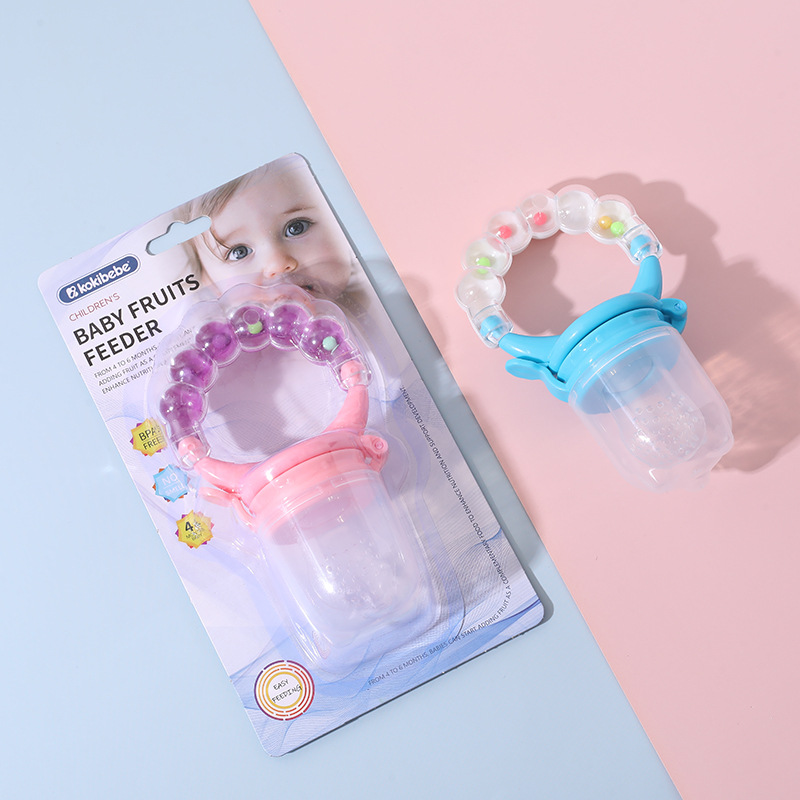 Venta caliente de comercio exterior, mordida de campana, mordida multicolor, mordida de fruta, chupete, suplemento alimenticio, sonajero, mordida de fruta