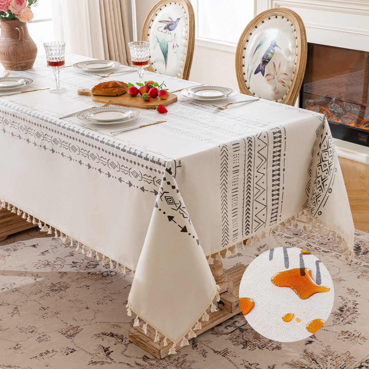 Mantel de estilo bohemio Mantel de mesa impermeable y resistente al aceite