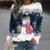 [goods in stock] 2022 Autumn and winter in Europe and America 3D Christmas Snowman printing leisure time Easy Long sleeve Christmas theme printing