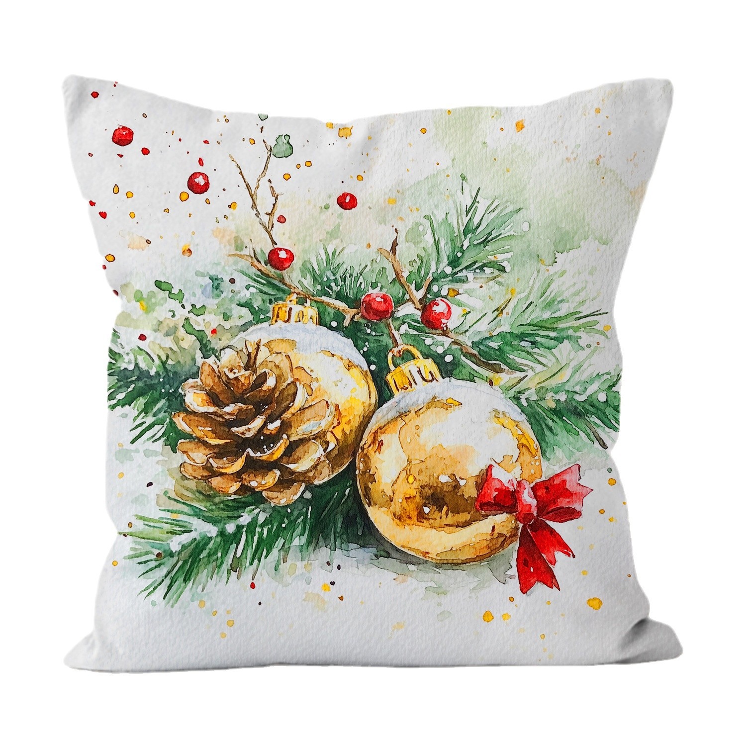 Cross-border nueva almohada de Navidad simple acuarela almohada de almuerzo de oficina almohada de almohada de almuerzo
