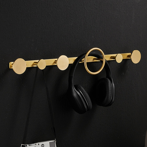 No punching brass hook entrance coat rack bedroom clothes hook wall hanging towel hook bathroom door back hook