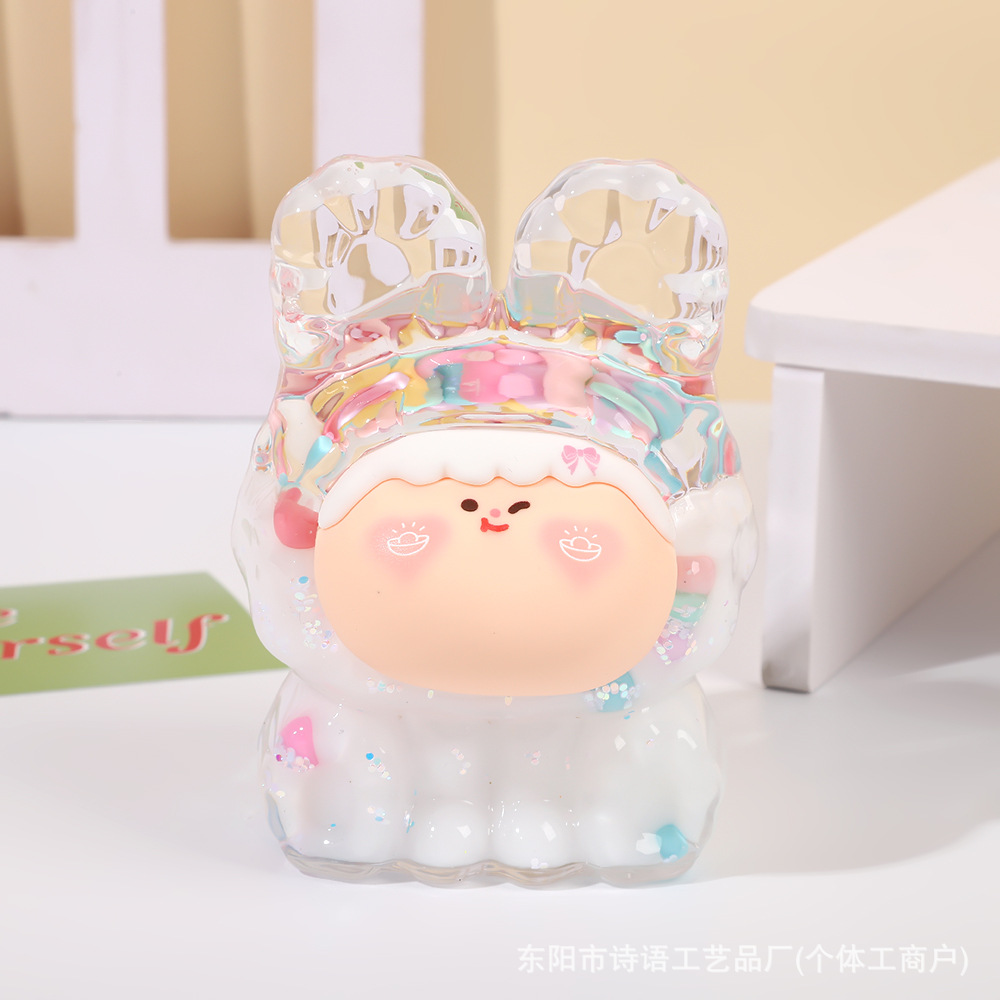 Big Mac cute Lilith doll bursting colorful beans into oil quicksand creative ornaments live broadcast pairs blind box
