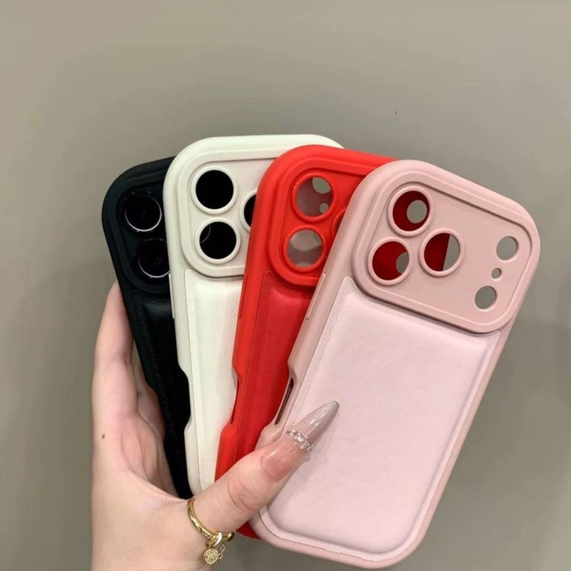 Suitable for Apple 17Promax Mobile Phone Case Air Cushion Leather Texture Iphone16Pro All-Inclusive Anti-Fall 15/14 Protective Cover