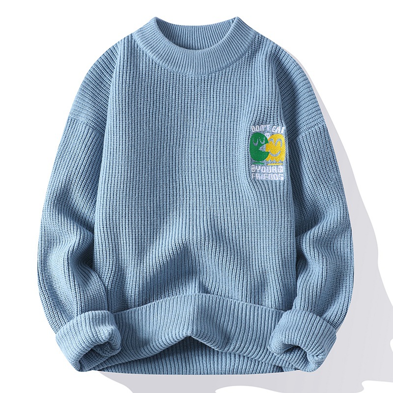 Men's Clothing supply of round neck sweaters for men, new style solid color bottoming tops , trendy casual knitted sweaters for men_voghion.com