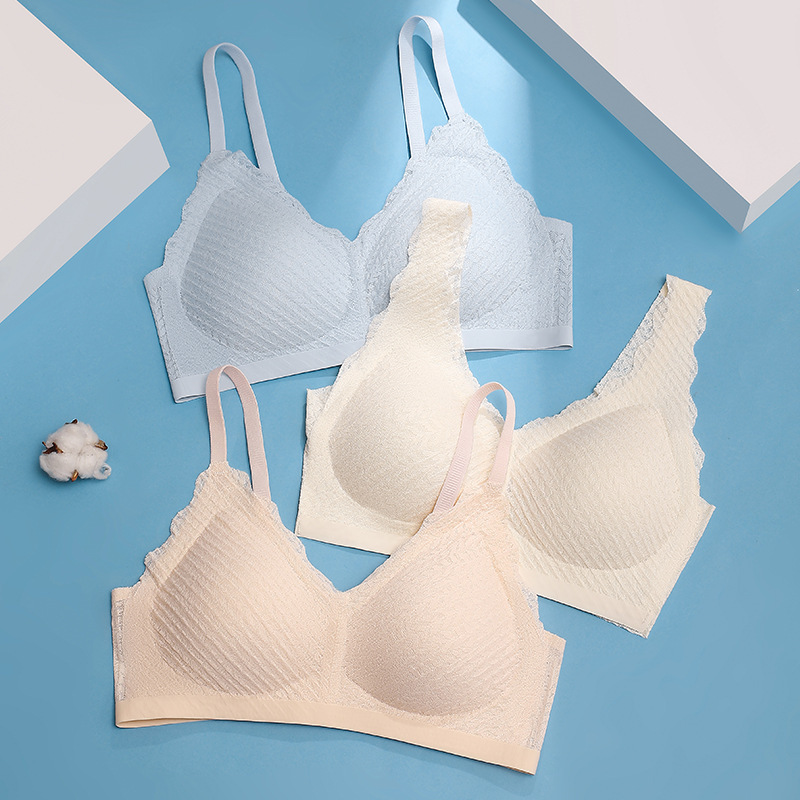 Wheat Sling Bra Women's Seamless Wireless Beautiful Back Small Breast Gathering Sports Latex Bra Breathable Sleep