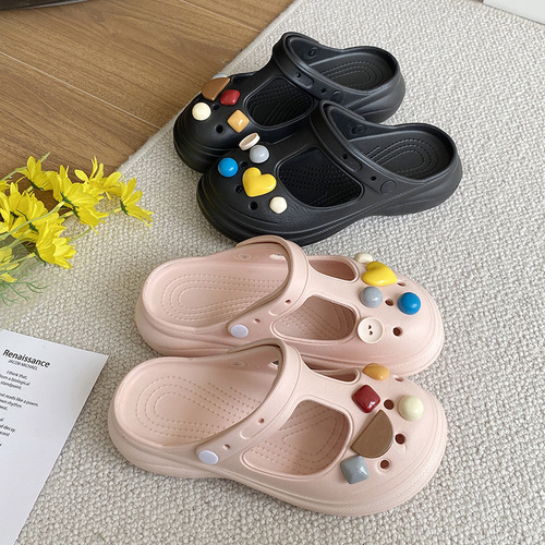 New EVA children's slippers, summer cute cartoon DIY slippers, soft-soled parent-child garden shoes, small and medium-sized children's hole-in-the-wall shoes