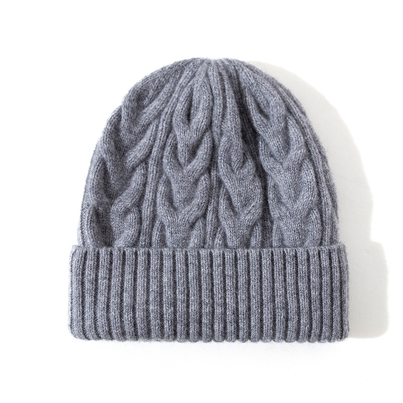 Big Waist Autumn And Winter New Knitted Hat Men's Hat Warm Women's Hat Cotton Wool Hat Thickened Fried Dough Twists Cold Hat_voghion.com