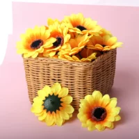 Симуляционный подсолнух подсолнух DIY аксессуары 7 см шелковая ткань хризантема к солнцу искусственный головной венок декор оптовая продажа по месту