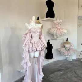切利尔·粉公主长拖尾蓬蓬裙仙气满满抹胸款生日小裙子