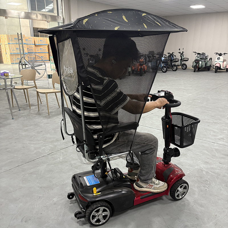 Four-Wheel Electric Vehicle for the Elderly, Electric Scooter for Picking up and Dropping Off Children, Electric Vehicle with Canopy, Wheelchair, Four-Wheel Mobility Scooter for the Elderly with Canop