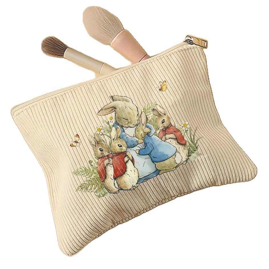 Amazon TEMU vacaciones conejo serie de animales patrón de cordillera zipper bolsa de maquillaje ligera