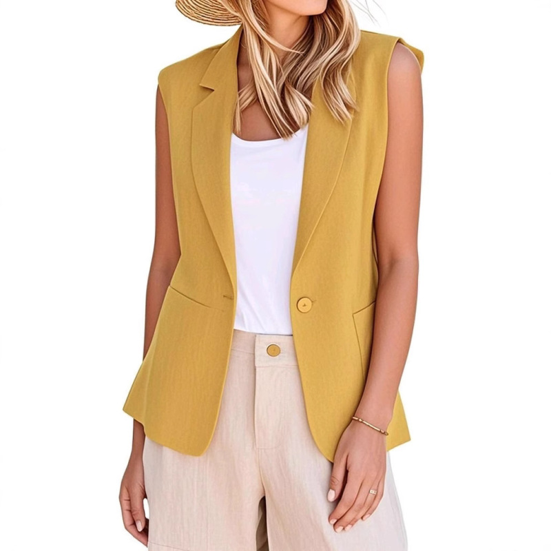 2025 New Amazon WISH Spring Sleeveless Solid Color Multicolor Cardigan Small Suit Jacket Women in stock 2025 New Amazon WISH Spring Sleeveless Solid Color Multicolor Cardigan Small Suit Jacket Women in stock