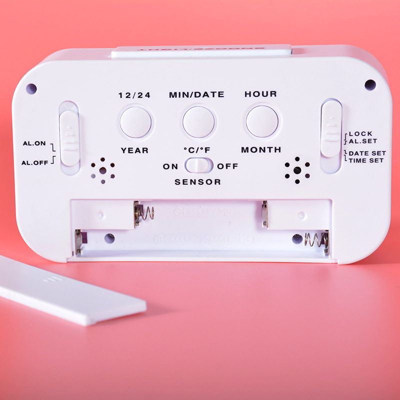 (2개) 대형 스크린 시계 날씨 온도 LCD 간단한 알람 시계 스마트 시계 사운드 온도 어린이 침대 옆 시계