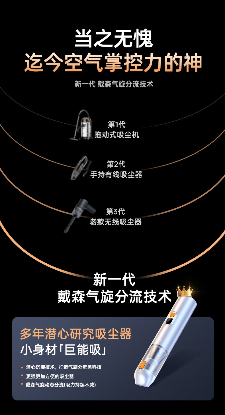 25-Year Cross-Border Super Powerful Wireless Mini Car Vacuum Cleaner with Strong Suction for Home Use, Small Handheld Model Specifically for Cars