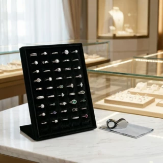 简约双色戒指绒面展示板珠宝戒指饰品直播摆摊陈列利器展示板