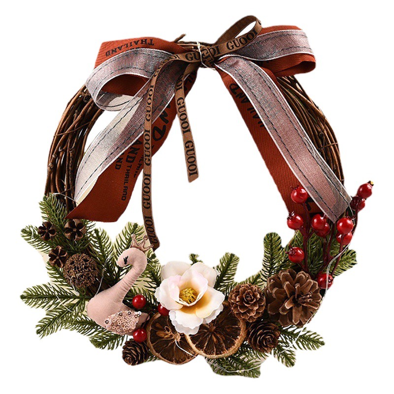 Hong Kong amor decoraciones de Navidad guirnalda diseño de la ventana puerta colgando sitio de ratán DISEÑO DE Navidad guirnalda al por mayor