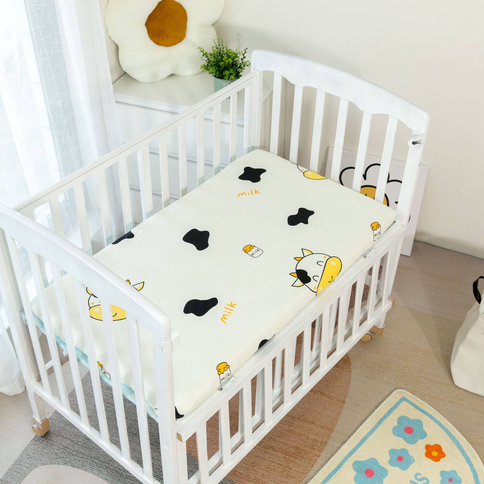 全棉婴儿床床笠宝宝婴儿床单纯棉儿童床罩婴幼儿拼接床垫套