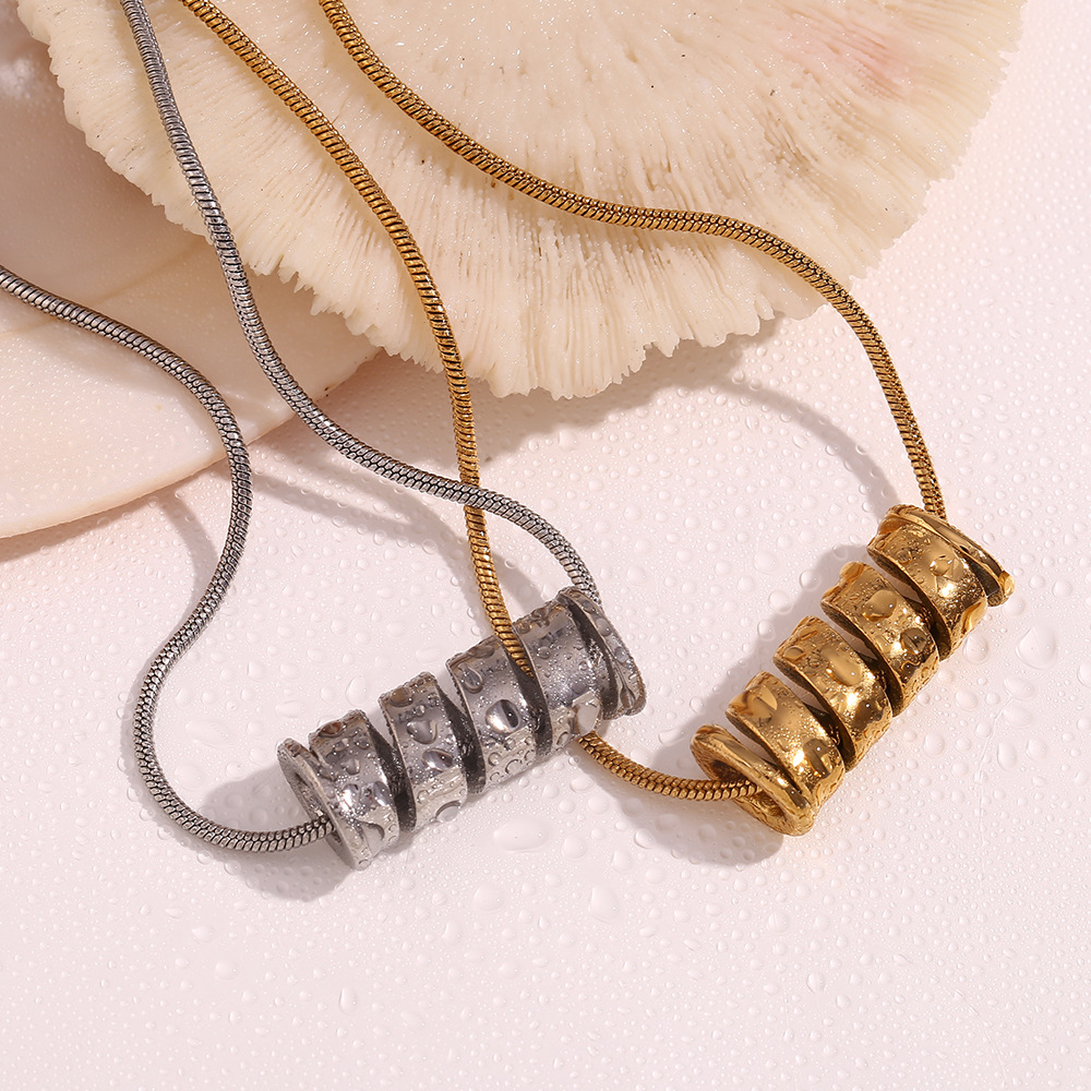 Minimalism Gold Spiral Spring Pendant Stailess Steel Necklace For Women