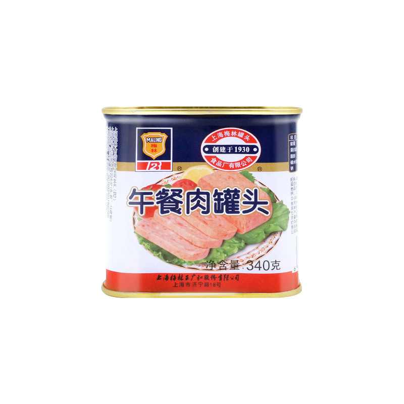 梅林ランチ肉缶詰ハム豚肉340gインスタントラーメン鍋カップラーメンパートナー全箱卸売り肉缶詰|undefined