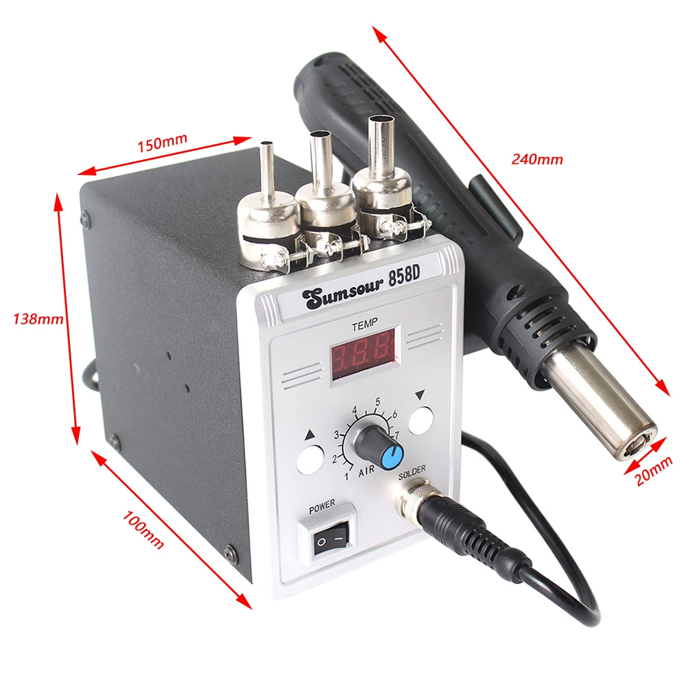 Новый продукт 858D с hot air gun сварочная платформа с умной микросхемой материнской платы, ремонт мобильного телефона, стол сварки горячим воздухом