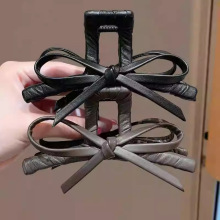 大号盘发抓夹女2025新款皮料发夹韩国后脑勺鲨鱼夹子高端发卡发饰