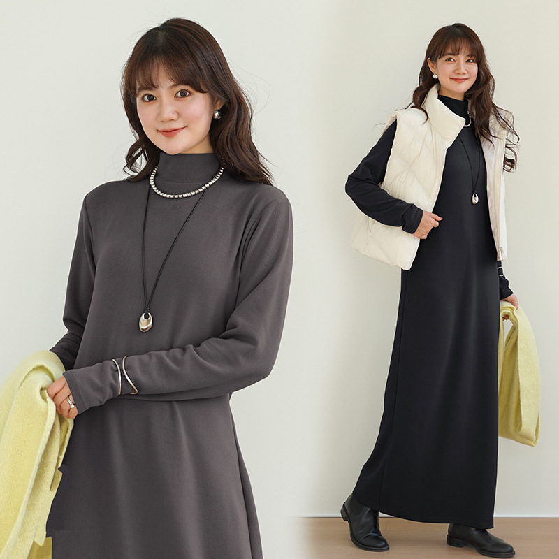 여성 기모 긴팔 롱 원피스 루즈핏 가을 겨울 데일리룩