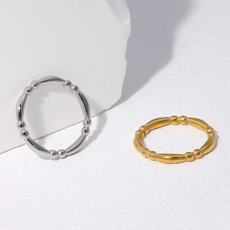 Stone-Free Inlay Material Rings Classification 1 Piece Quantity PVD Coated Real Gold Plated Solid Color Stainless Steel Simple Style Waterproof Non Tarnish Rings