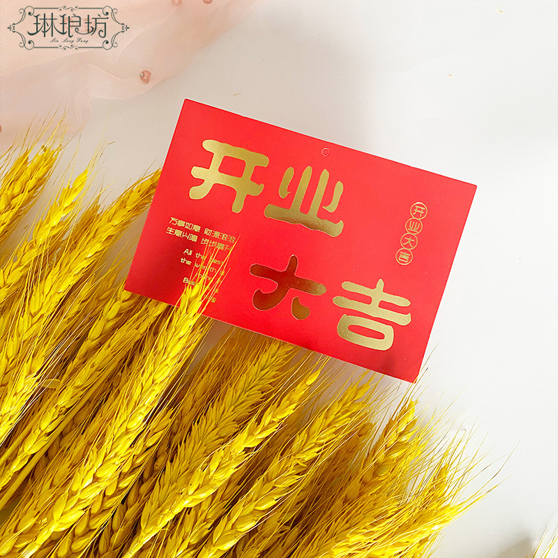 Celebridad en línea abriendo tarjeta pequeña flores cebada negocio en auge cesta de flores Tarjeta de felicitaciones inauguración de la casa Inicio de felicidad Tarjeta cuadrada